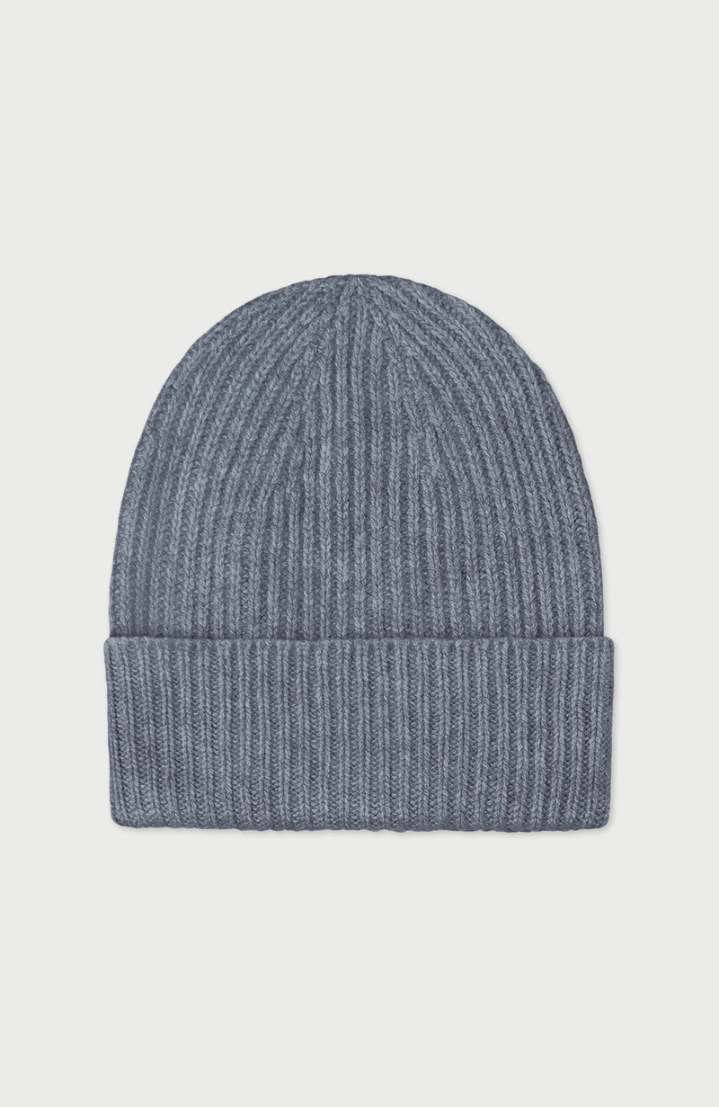100% Cashmere Ribbed Beanie Hat
