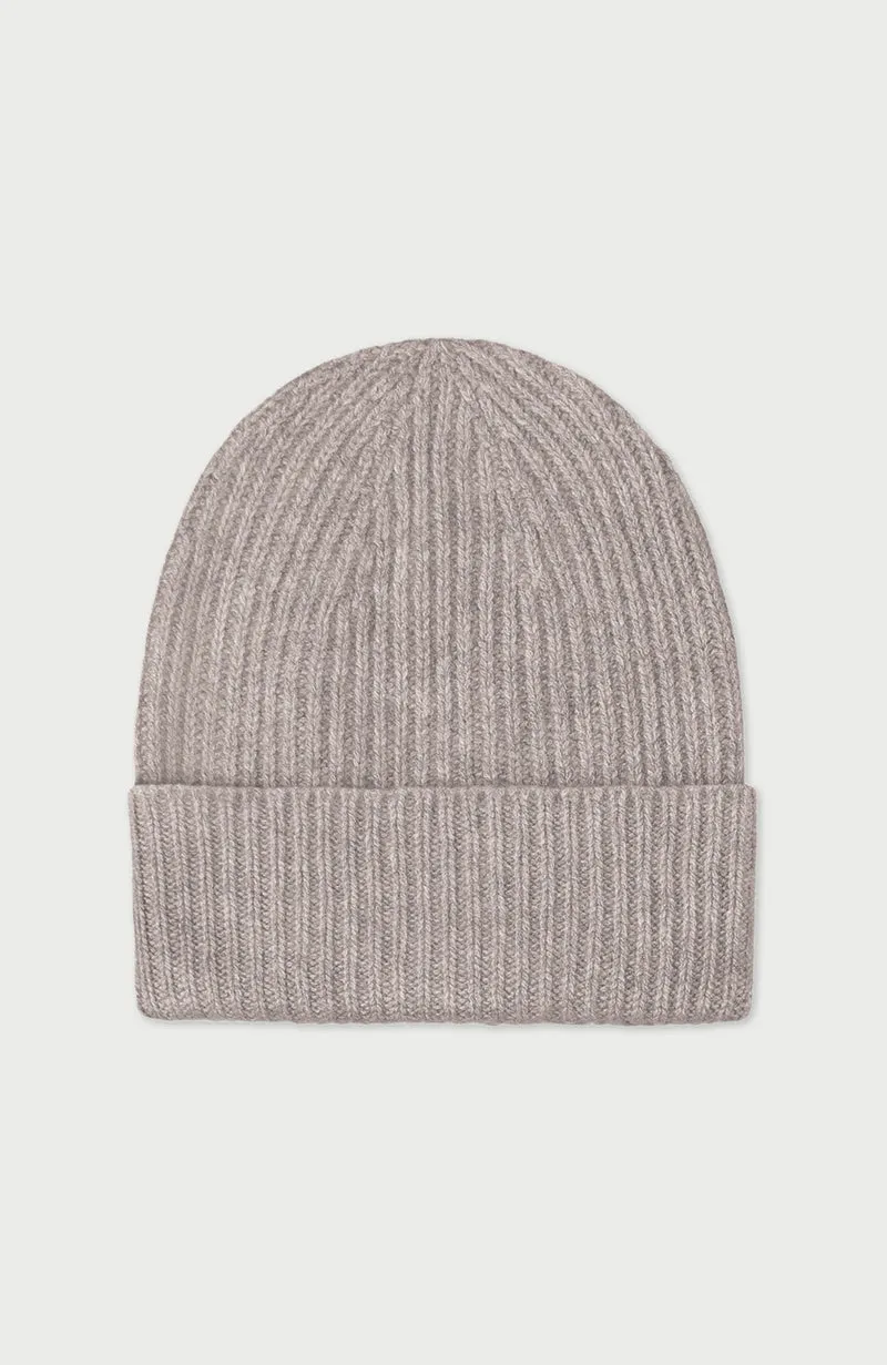 100% Cashmere Ribbed Beanie Hat