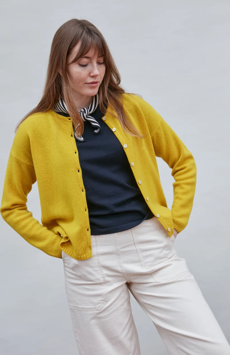 Womens Lambswool Crew Neck Cardigan