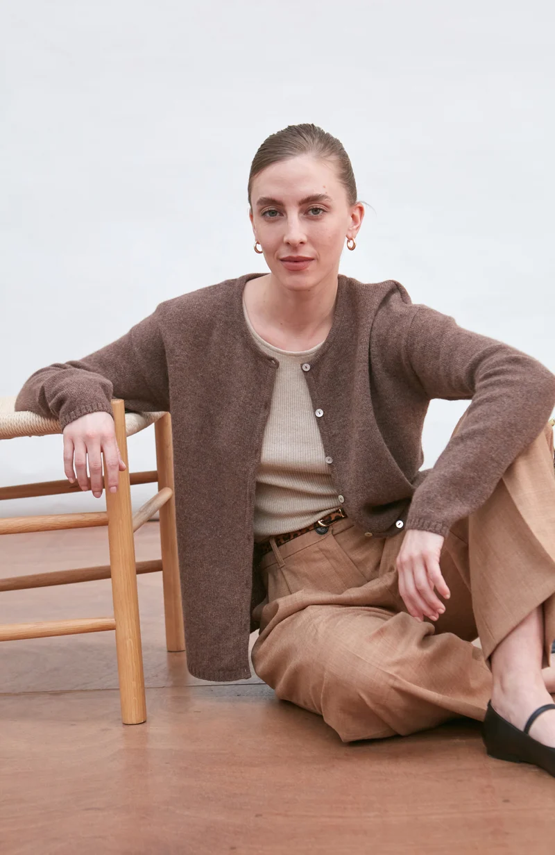 Womens Lambswool Crew Neck Cardigan