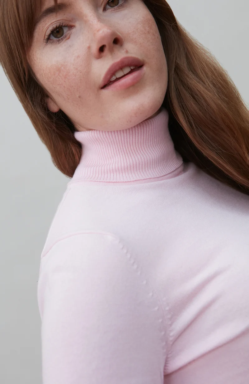 Womens Ultra Fine Cotton Roll Neck Long Sleeve Jumper