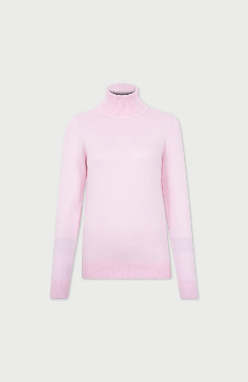 Womens Ultra Fine Cotton Roll Neck Long Sleeve Jumper