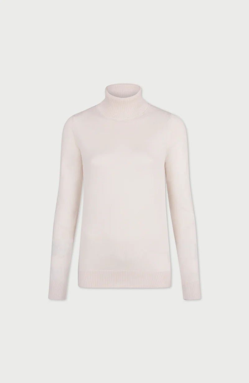 Womens Ultra Fine Cotton Roll Neck Long Sleeve Jumper