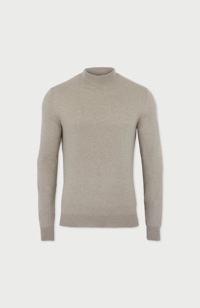 Mens Ultra Fine Cotton Mock Turtle Neck Jumper