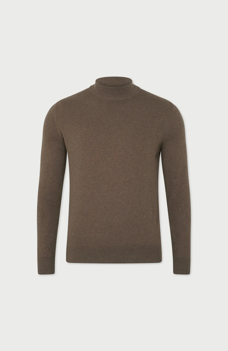 Mens Ultra Fine Cotton Mock Turtle Neck Jumper