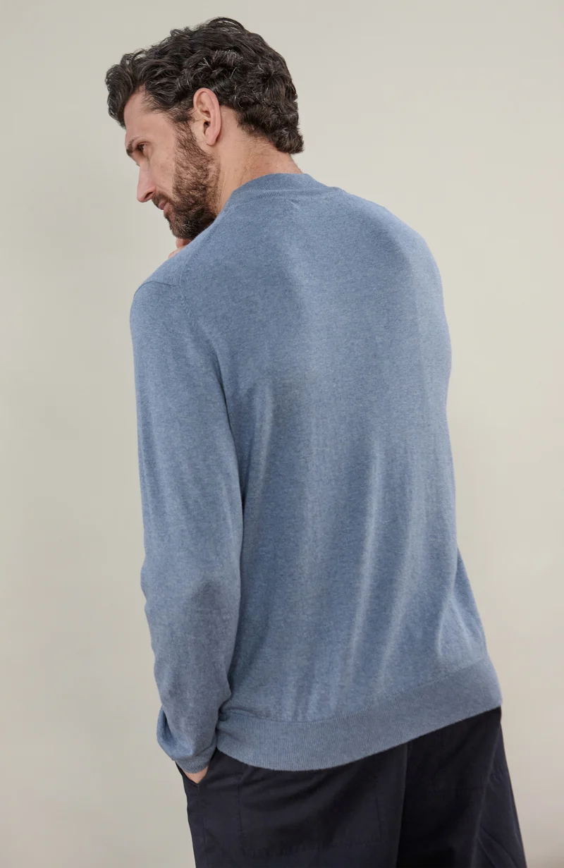 Mens Ultra Fine Cotton Mock Turtle Neck Jumper