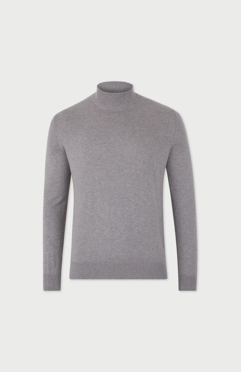 Mens Ultra Fine Cotton Mock Turtle Neck Jumper