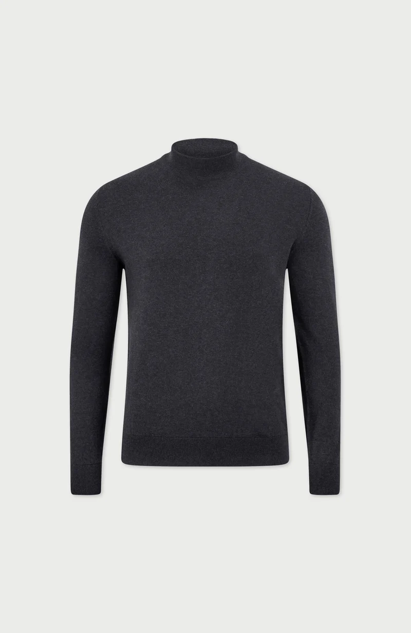 Mens Ultra Fine Cotton Mock Turtle Neck Jumper