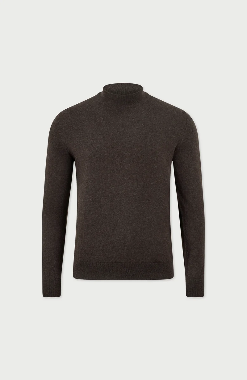 Mens Ultra Fine Cotton Mock Turtle Neck Jumper