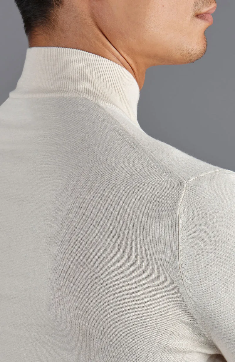 Mens Ultra Fine Cotton Mock Turtle Neck Jumper