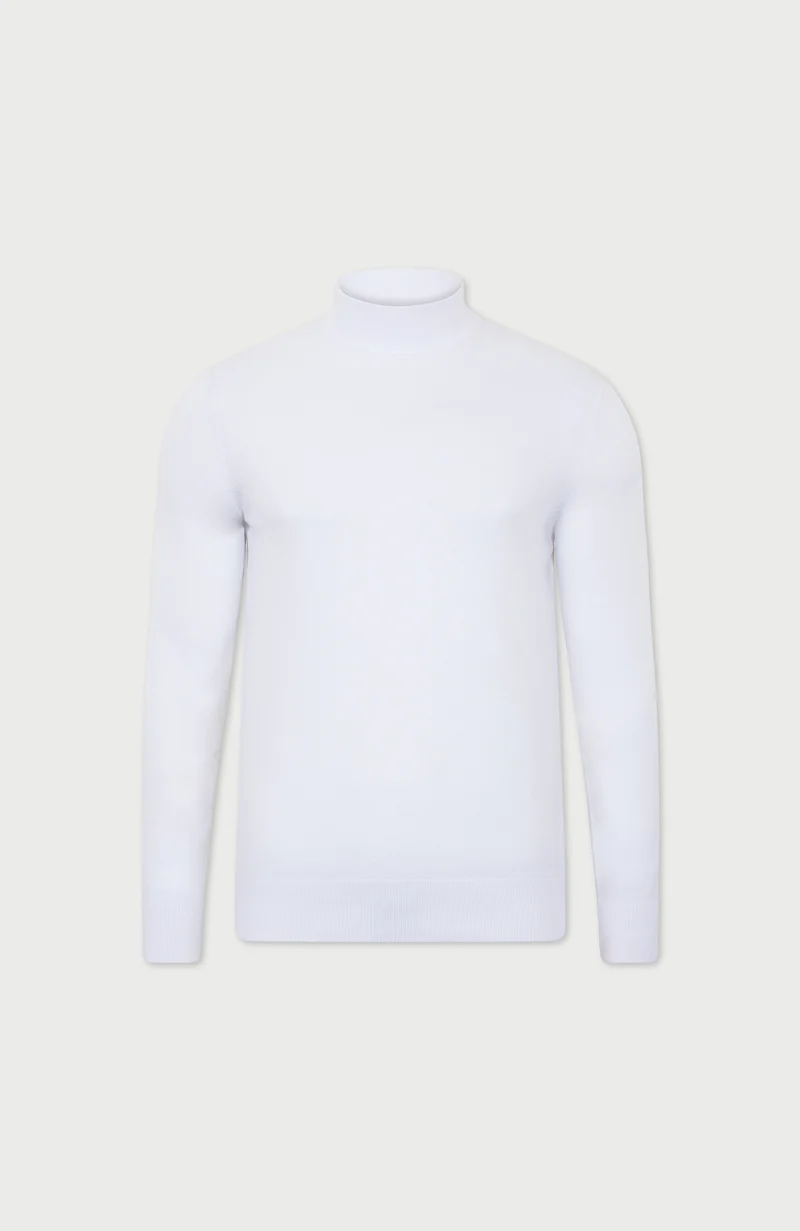 Mens Ultra Fine Cotton Mock Turtle Neck Jumper