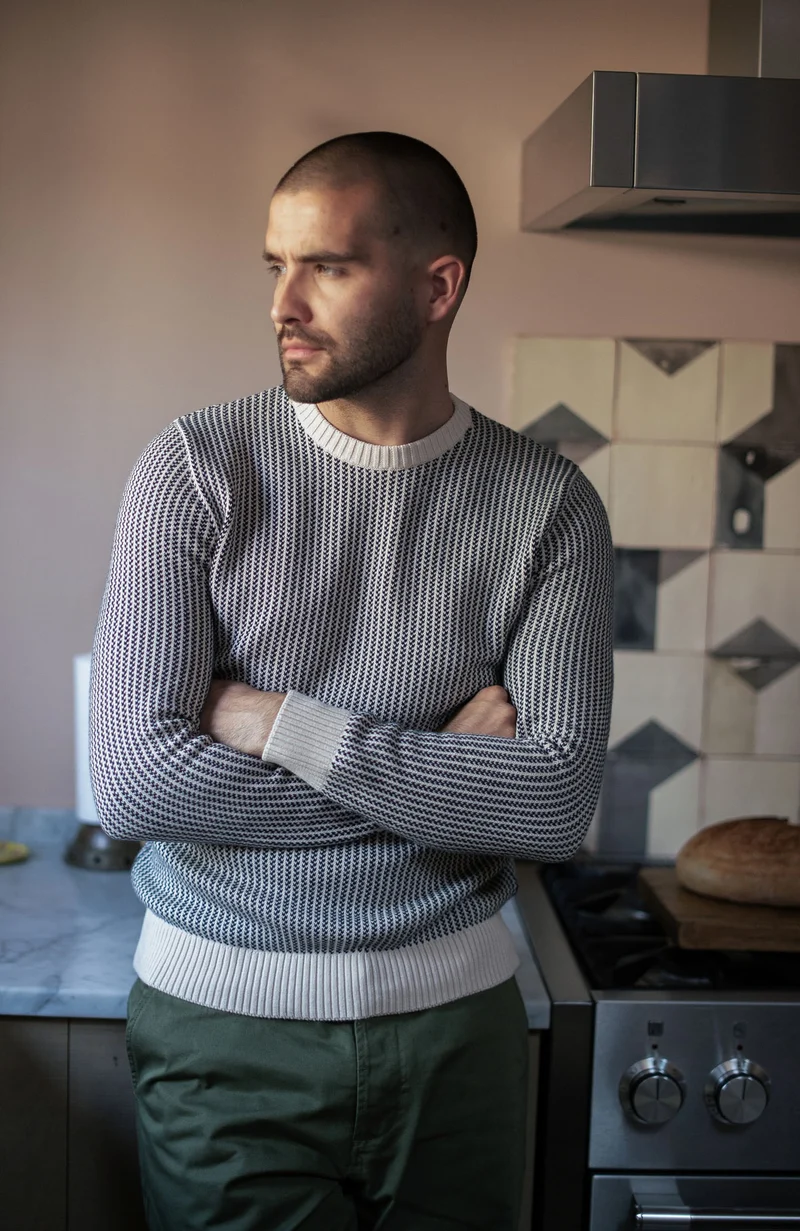 Mens Cotton Fisherman Tuck Stitch Jumper