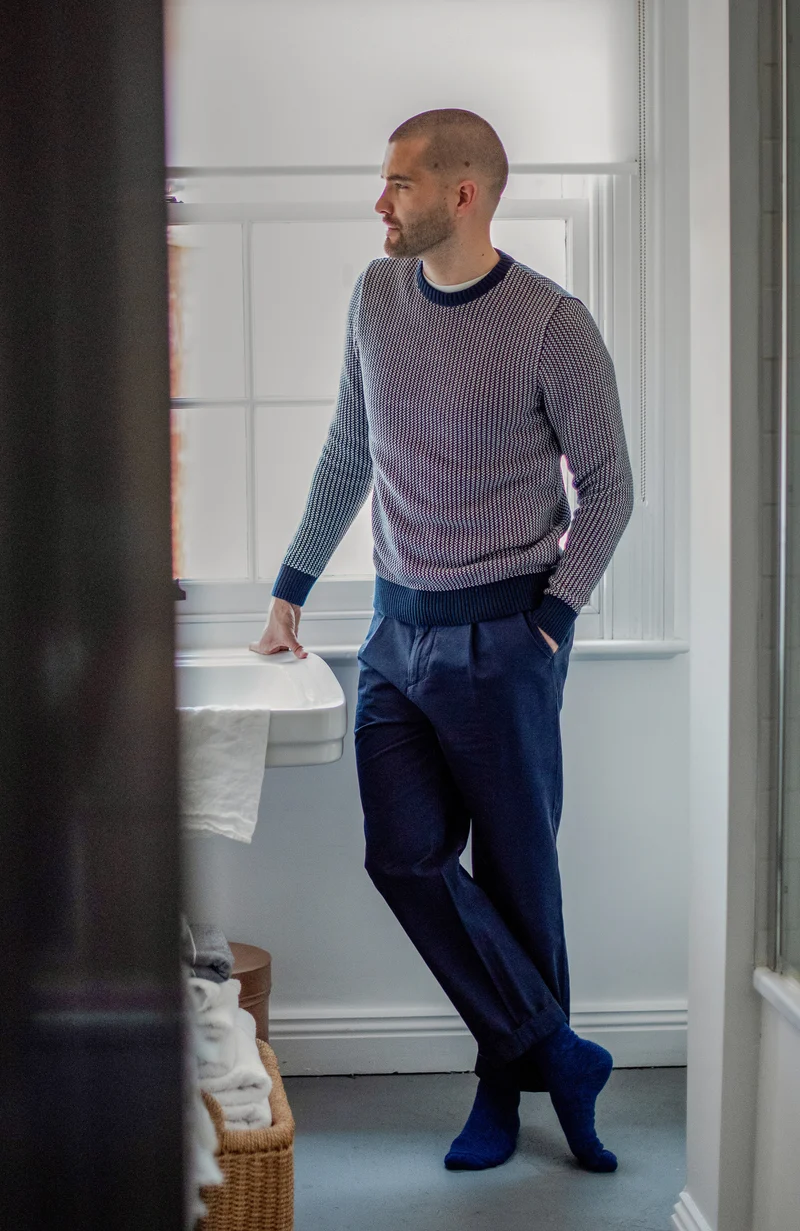 Mens Cotton Fisherman Tuck Stitch Jumper
