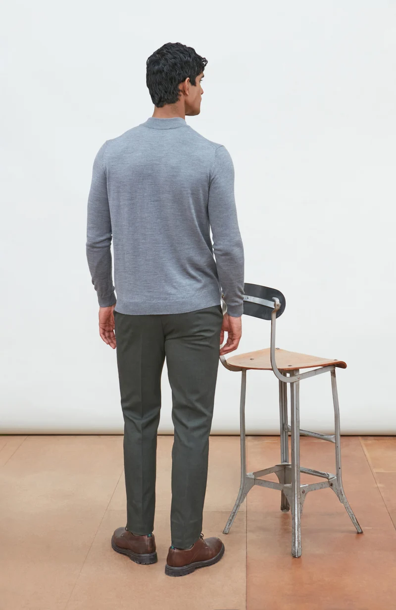 Mens Extra Fine Merino Wool Mock Turtleneck Jumper