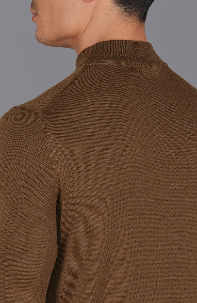 Mens Extra Fine Merino Wool Mock Turtleneck Jumper