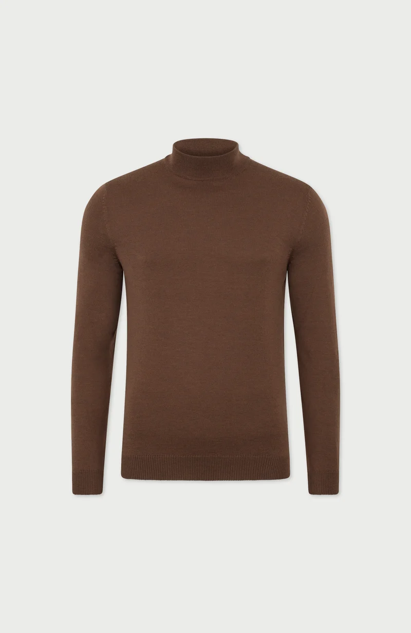Mens Extra Fine Merino Wool Mock Turtleneck Jumper