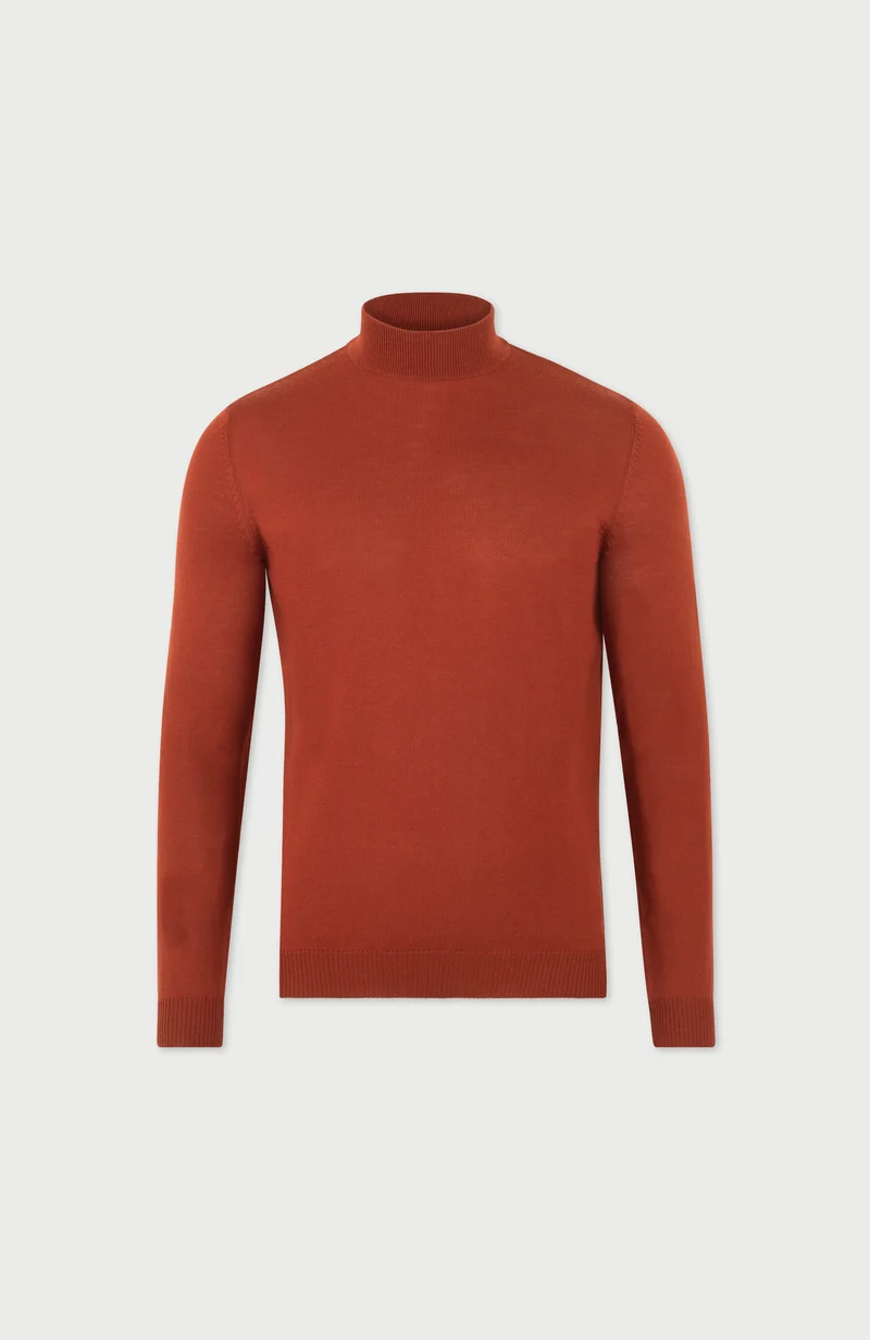 Mens Extra Fine Merino Wool Mock Turtleneck Jumper