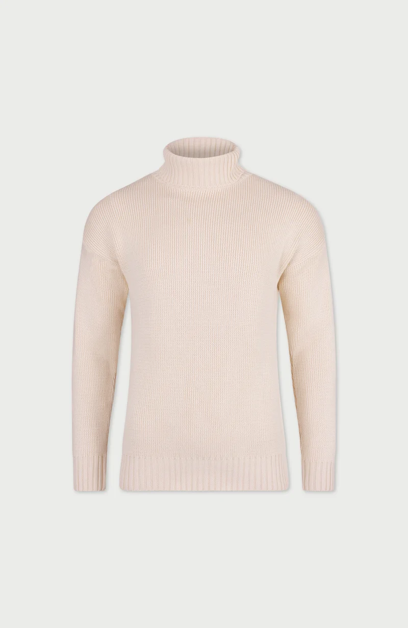 Mens Heavyweight Cotton Submariner Roll Neck Jumper