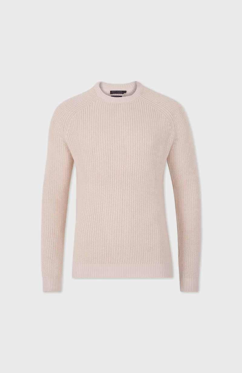Mens Heavyweight Cotton Fisherman Rib Knit Jumper