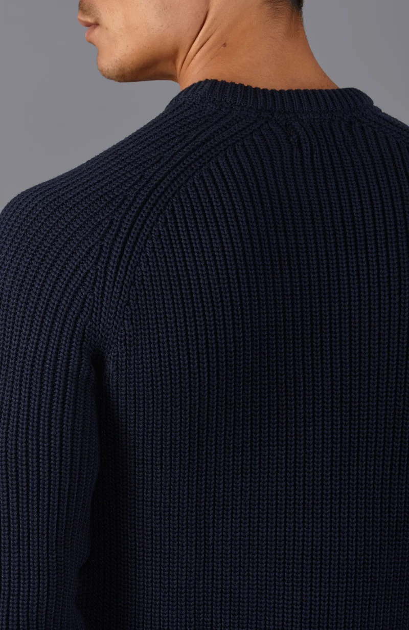 Mens Heavyweight Cotton Fisherman Rib Knit Jumper