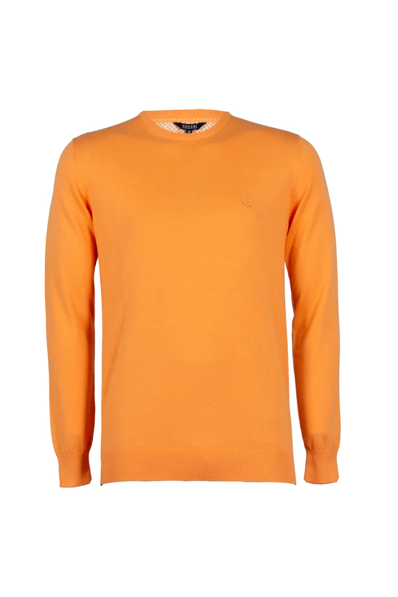 Pullover girocollo uomo in puro cotone con ricamo ton sur ton