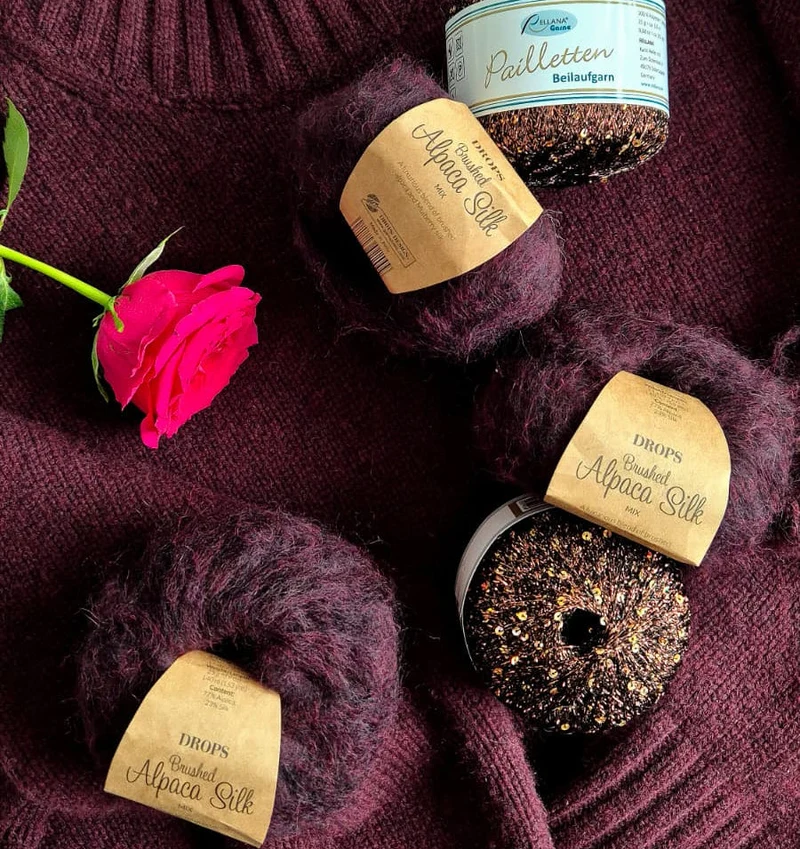 DROPS Mix di seta alpaca spazzolata 43, uva scura