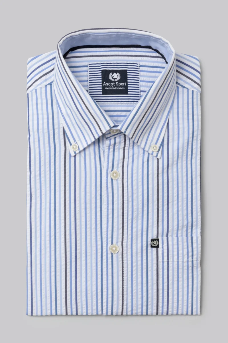 Camicia rigata button down in seer sucker