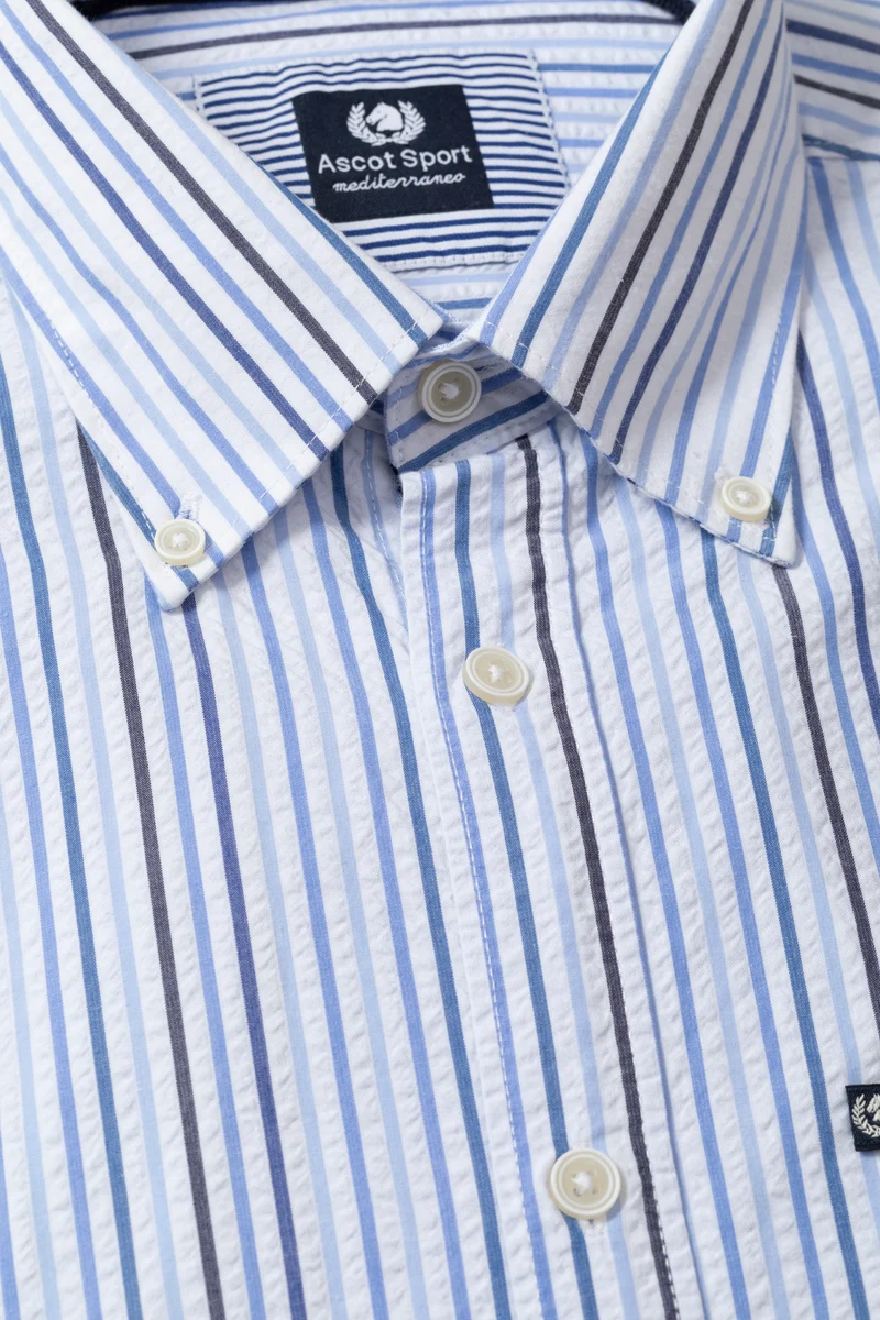 Camicia rigata button down in seer sucker