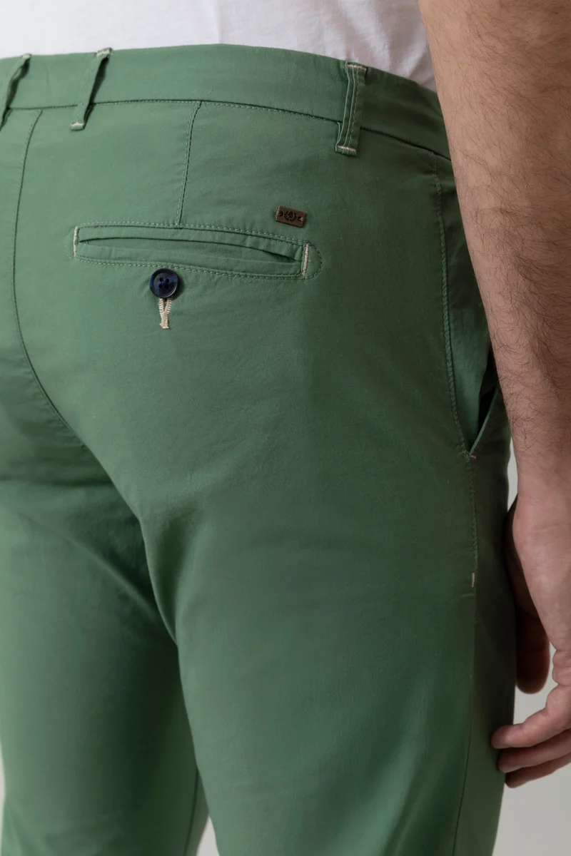 Pantalone Chino in popeline di cotone leggero stretch
