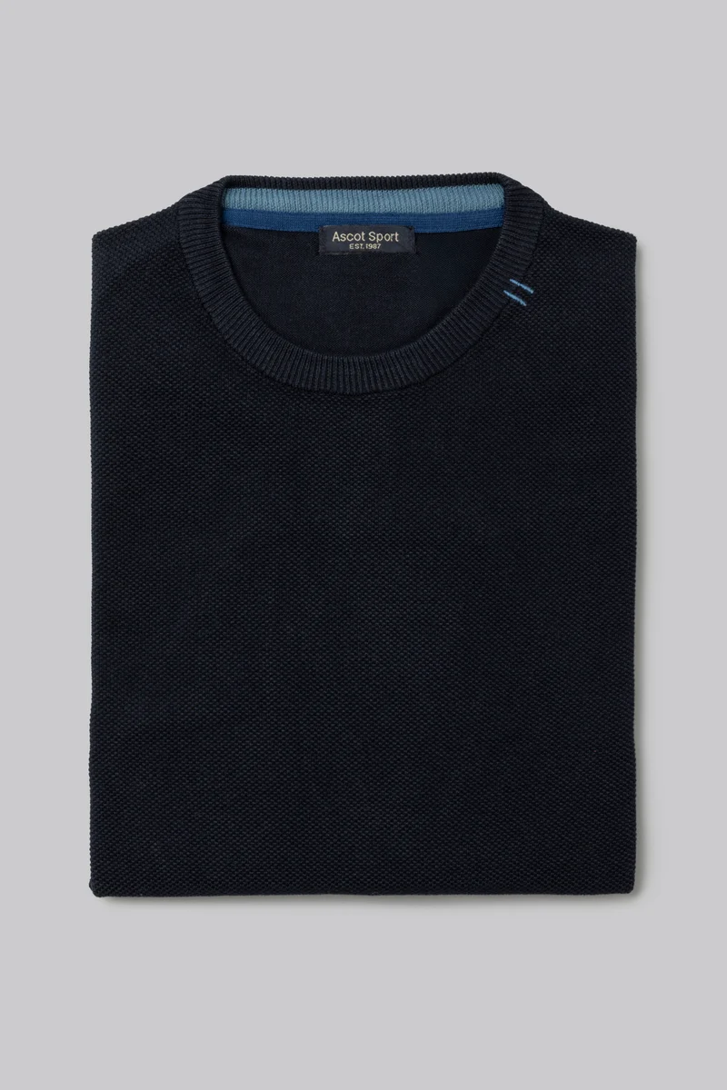 Maglia girocollo con punto jacquard sul davanti e contrasti colorati