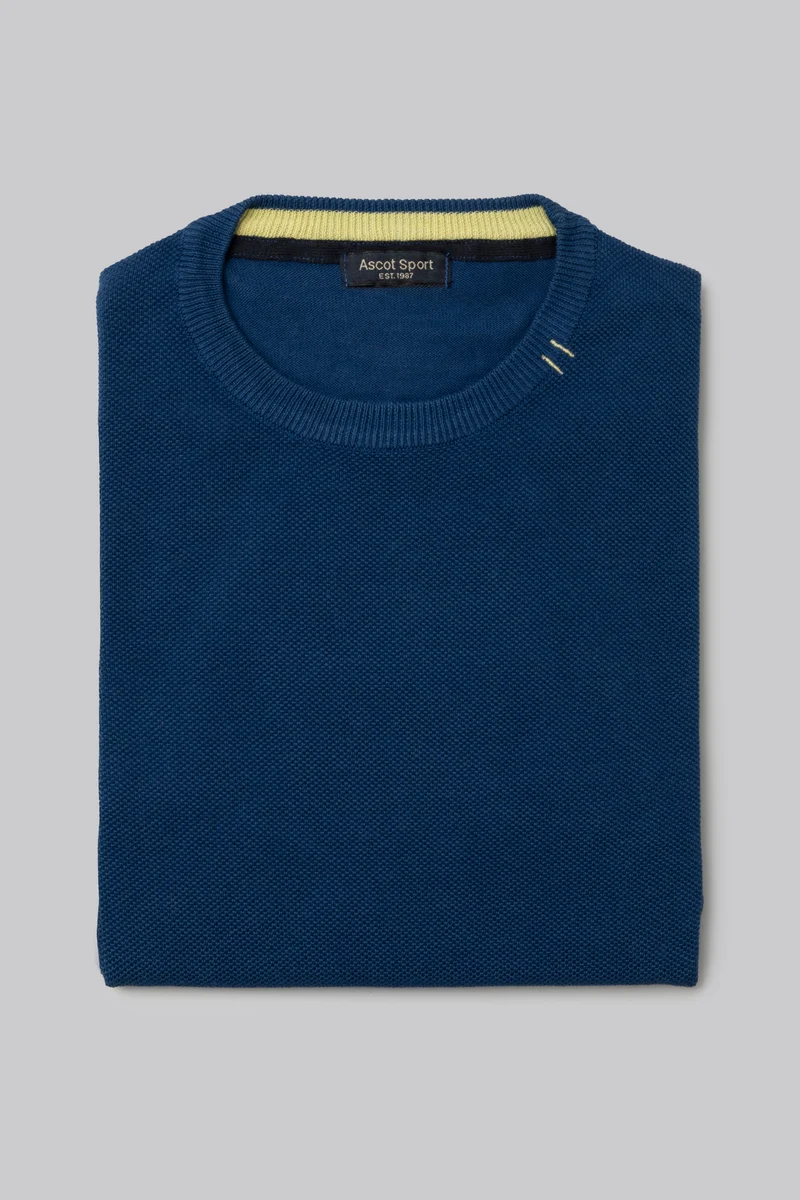 Maglia girocollo con punto jacquard sul davanti e contrasti colorati