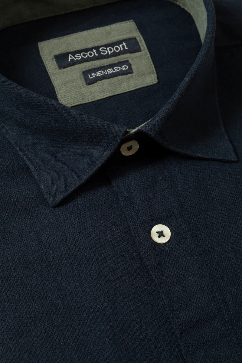 Camicia collo classico in misto lino cotone