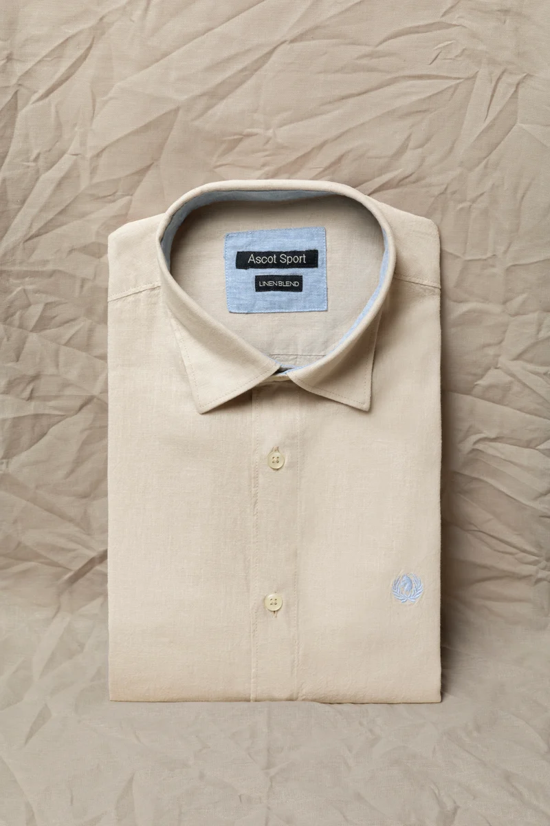Camicia collo classico in misto lino cotone