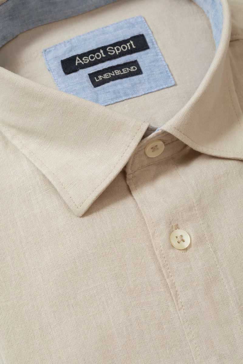Camicia collo classico in misto lino cotone