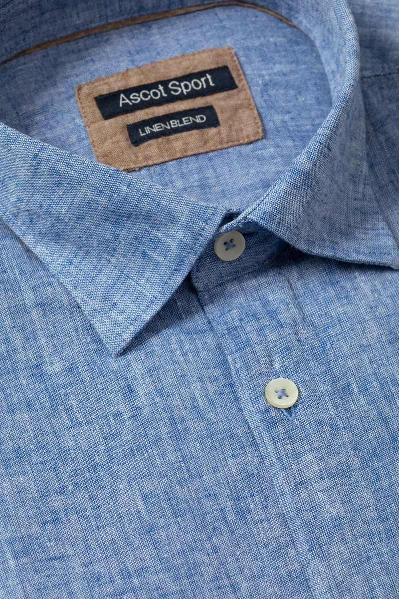Camicia collo classico in tinto filo misto lino cotone