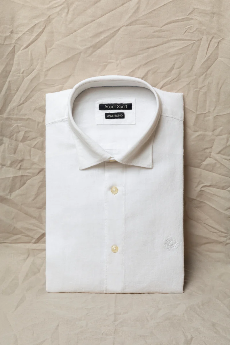 Camicia collo classico in misto lino cotone