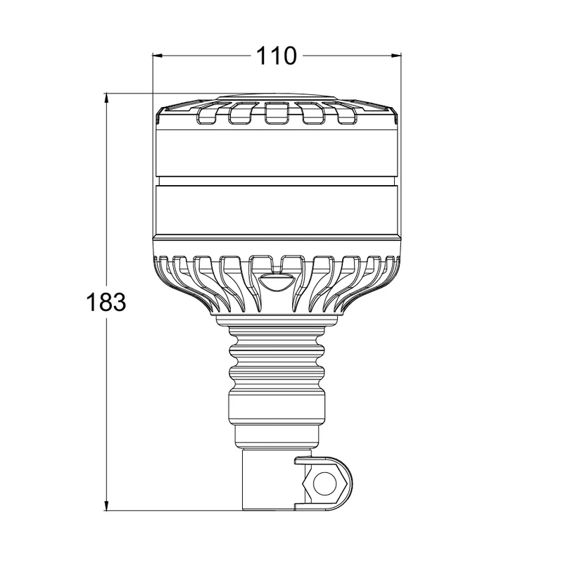 Faro LED con lente scura e base DIN flessibile