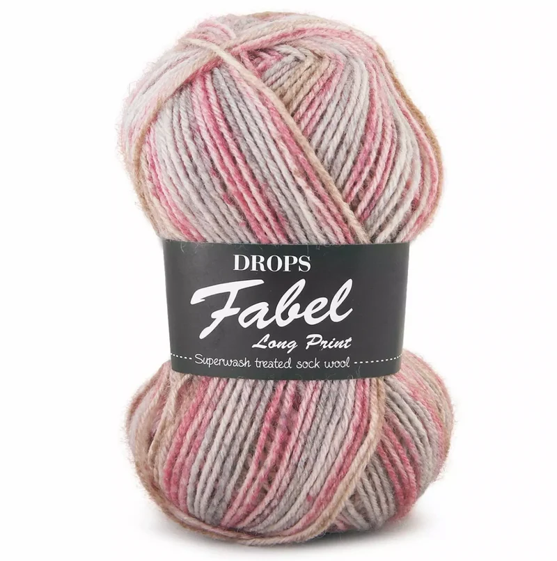 DROPS Fabel Long Print 623 nebbia di rose