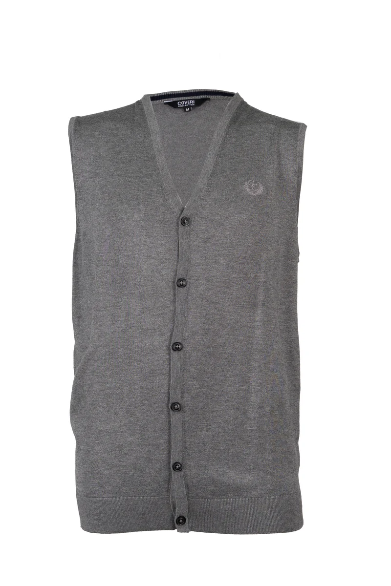 Gilet con bottoni ton sur ton e logo ricamato