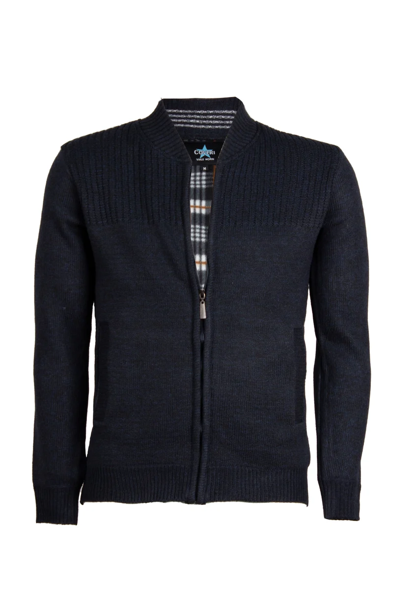 Cardigan in maglia con zip e interno in pile