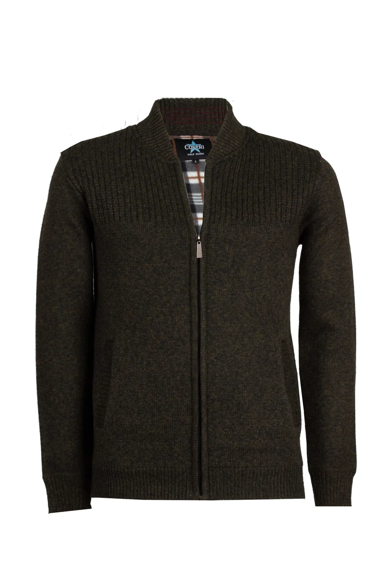 Cardigan in maglia con zip e interno in pile