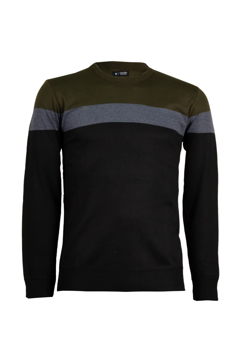 Pullover girocollo a fasce