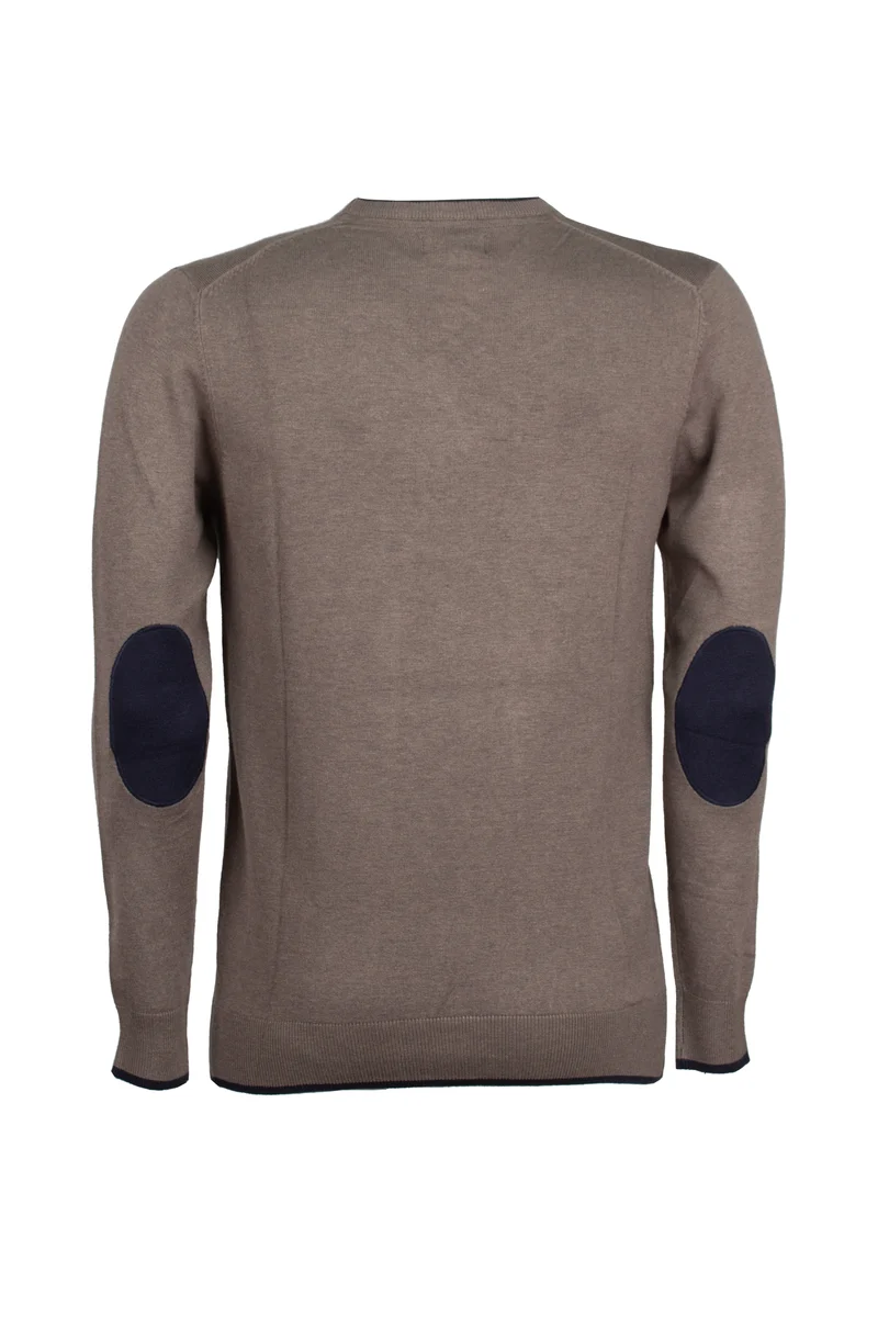 Pullover girocollo con toppe sui gomiti