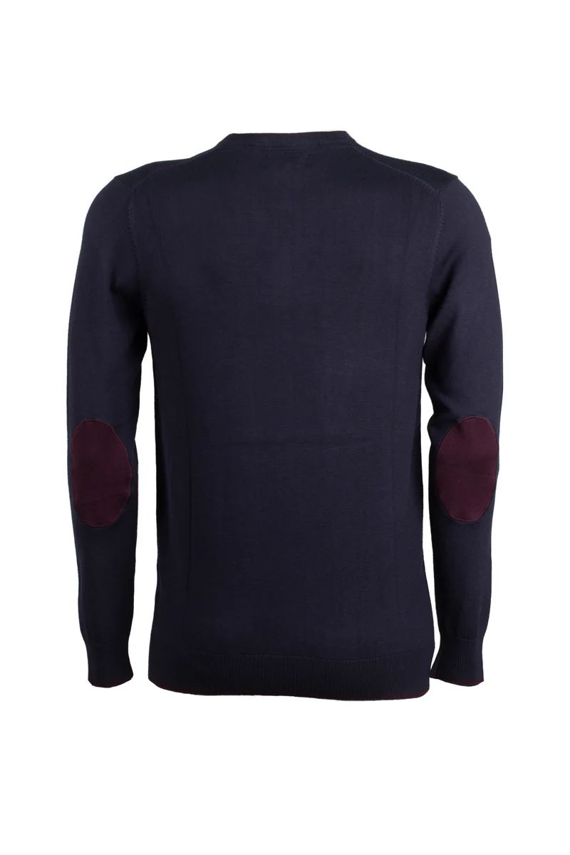 Pullover girocollo con toppe sui gomiti