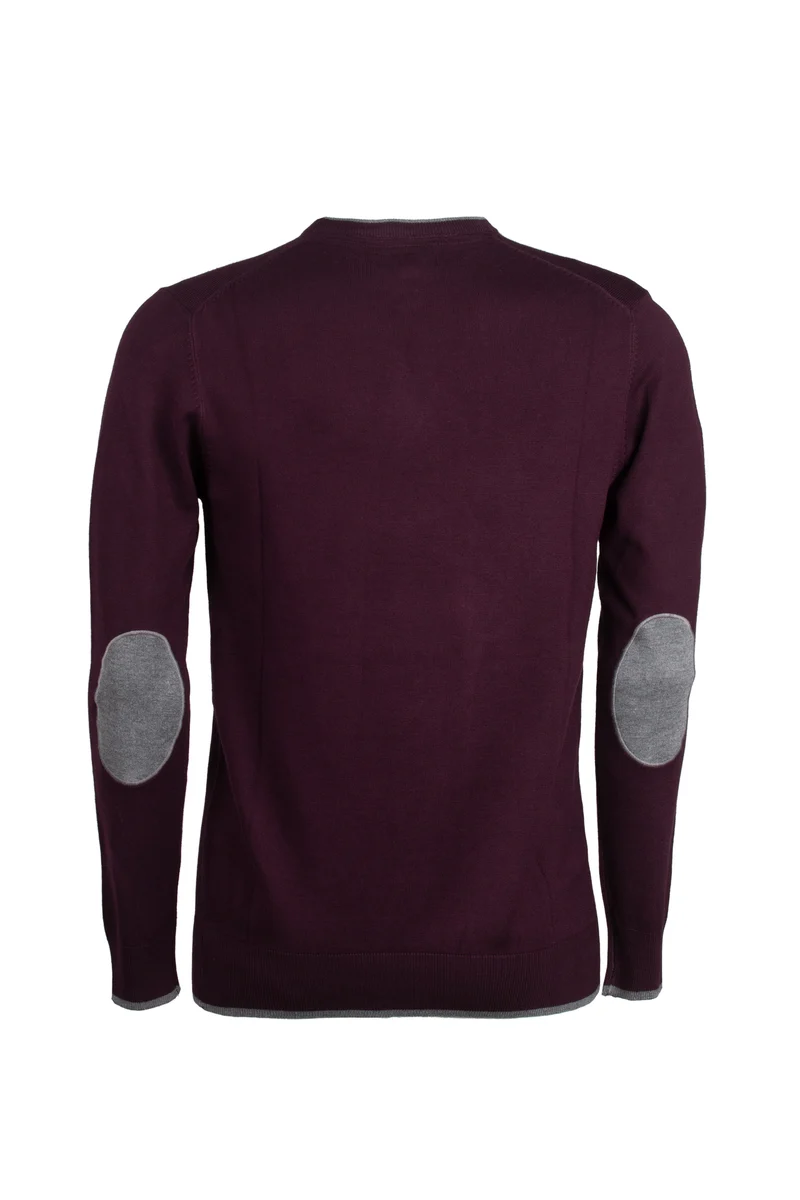 Pullover girocollo con toppe sui gomiti