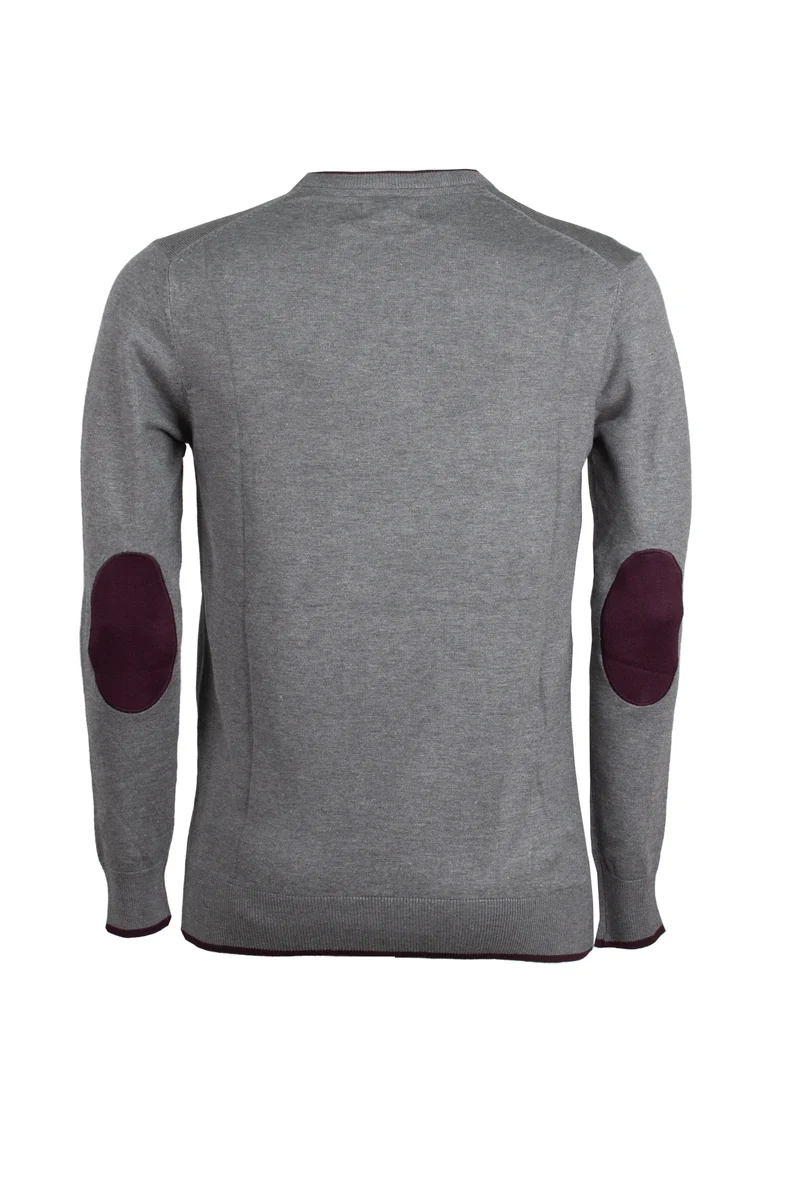 Pullover girocollo con toppe sui gomiti