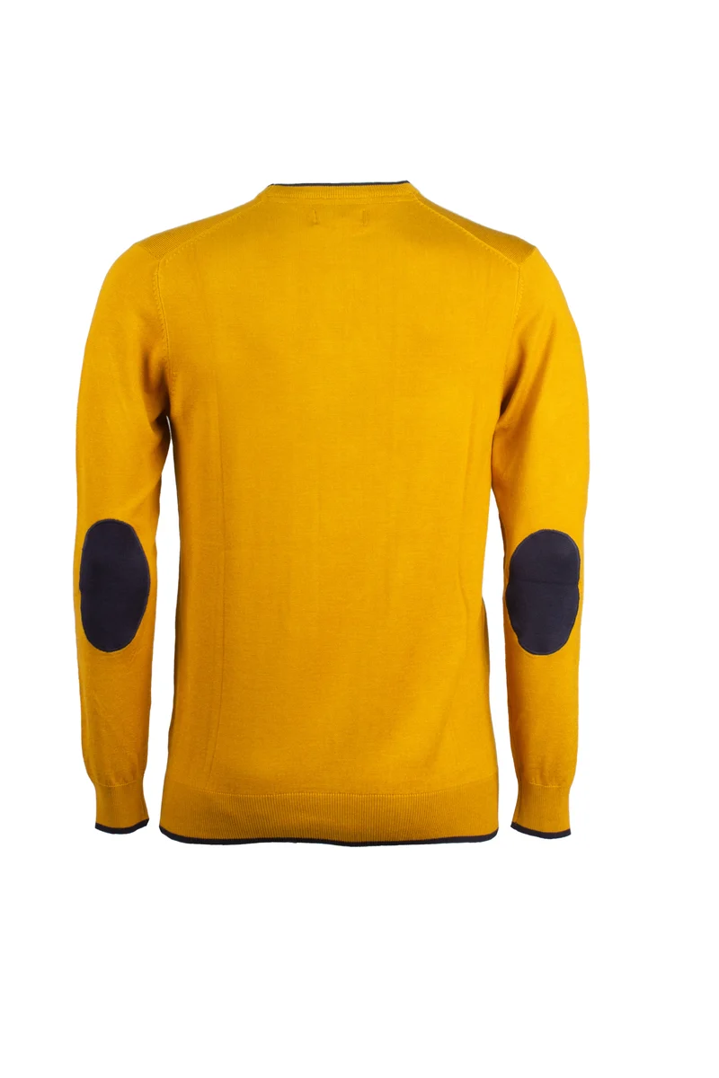 Pullover girocollo con toppe sui gomiti