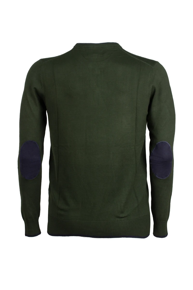 Pullover girocollo con toppe sui gomiti