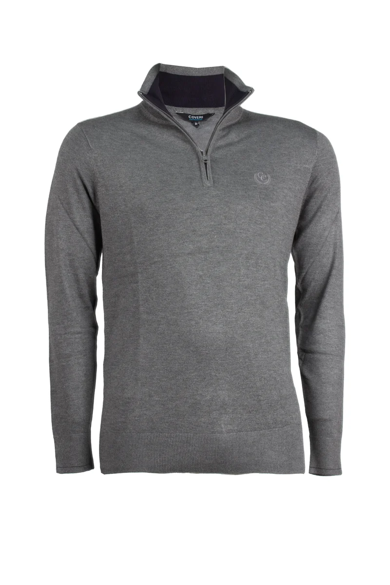 Cardigan mezza zip con contrasti e logo sul cuore