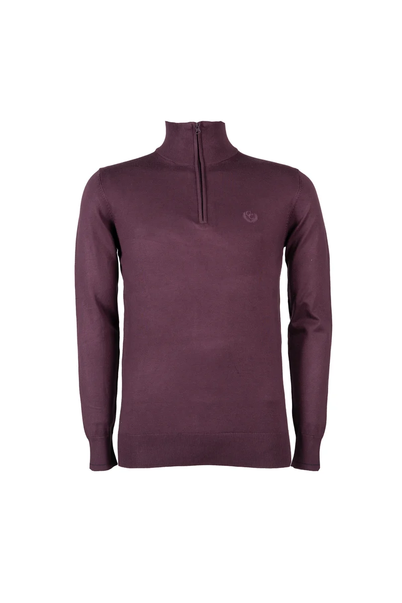 Cardigan mezza zip con contrasti e logo sul cuore